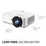 ViewSonic LS921WU 6000 Lumens WUXGA Short Throw Laser Projector for 200 Inch Screen, Dual HDMI, White
