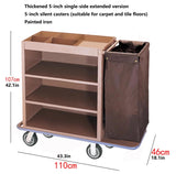 Multifunctional Housekeeping Caddy, Compact Service Trolley, Hotel Cleaning Cart with Removable Canvas Bags & Locking Wheels for Housekeeping Hotels Apartment b
