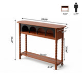 NKGIAG 100% Solid Wood Console Table for Entryway with 3-Tier Storage