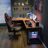 SABALON Office Desk Solid Wood Corner Computer Desk L-Shaped Desk