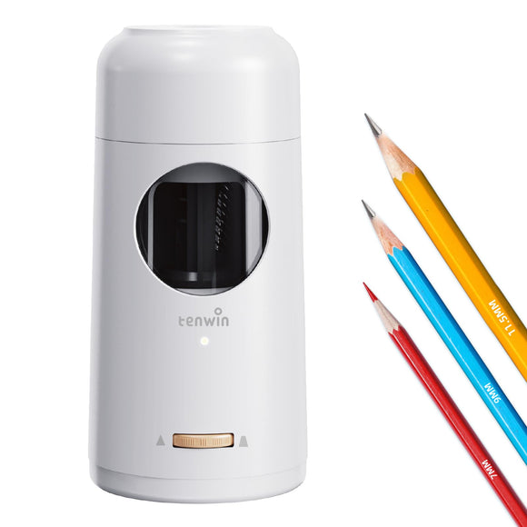 Rechargeable Electric Pencil Sharpener, Fully Automatic Pencil Sharpener for 7-11.5mm Jumbo Pencils, Silver tenwin