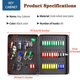 Secure Steel Key Cabinet with 60/80 Hooks, Rounded Corner Design, Easy Installation - Ideal Key Management Solution for Home and Office Organization
