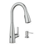 Moen Haelyn Spot Resist Stainless Touchless Single-Handle Pulldown Sprayer Kitchen Faucet with Soap Dispenser, Features Power Clean for a Faster Wash, 87627EWSRS