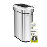 EKO Urban 16 Gallon/60 Liter Open Top Stainless Steel Slim Commercial Trash Can, Tall Kitchen Trash Bin, Heavy-Duty Commercial Grade Large Garbage Bin for Home, Office, Hotel, Cafe, Restaurant, Dorm