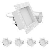 LUXRITE 4 Inch LED Regressed Trimless Spotlight, Push N’ Lock, 5 CCT Selectable (2700K-5000K), 25W, 1950 Lumens, CRI 90, Dual Dimming (0-10V/Triac), 120-277V, ETL Listed, Damp Rated, Square (4 Pack)