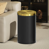 LEASYLIFE Black and Gold Bathroom Trash Can,Bathroom Garbage can with Swing Lid，Small Trash Can with Flipping Lid, 4.8gal Garbage cans for Bedroom,Living Room, Guest Room,Office,Hotel(4.7gal-Black)