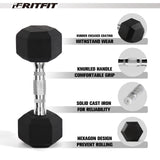 RITFIT Rubber Hex Dumbbells Set with Rack, 180-780LB Heavy-Duty Cast Iron Core, Knurled Chrome Handle, Space-Saving Storage Rack for Home Gym Strength Training