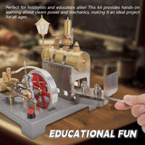 MechPuConToy Steam Engine Model That Works with Generator and Street Lamp Kit, SE-02 Full Metal Reversible Horizontal Stationary Steam Engine Model Kit with Centrifugal Regulator (100PCS)