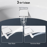 BIGCOW Raised Toilet Seat with Bidet - Elongated, Soft Close, 3" Height - Dual Nozzle (Frontal & Rear Wash) with Adjustable Cold Water Pressure and Stainless Steel Inlet (Elongated)