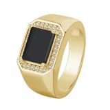 Oseew Gold Created Mens Black Onyx Rings Gold Black Onyx Ring for Men Square Gemstone for Men Gold Mens Black Onyx Rings
