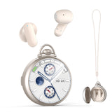 NE71 AI Translation Earbuds, Retro Pocket Watch Bluetooth Headphones with LCD Touch Screen Case, Support 164 Languages, 60h Playtime, Noise Cancellation, Wireless Earbuds Suitable for Women and Men