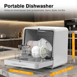 MOMOKOVA Portable Countertop Dishwasher with 5L Built-in Water Tank,Upgraded 7 Program & 24H Delayed Wash,360° Dual Spray, 167℉ High-Temp & No Hookup Needed for Home,white (white)