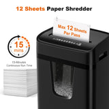 12 Sheet Paper Shredder for Home Office, Heavy Duty Shredder with 5.5 Gal Pullout Bin, 15 Mins Running Time, Cross Cut Shredder for CD, Credit Card, Document, Mail P-4 Security Level bonsaii