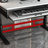 Adjustable Office Computer Desk with Cable Management & Keyboard Tray, Ideal for Workbench, Electronic Piano, and Music Production Studio