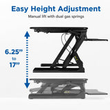 Mount-It! 35.5" Standing Desk Converter with Keyboard Tray – Adjustable Sit Stand Desk Riser for Dual Monitors