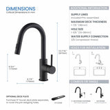KIBI Pull Down Kitchen Faucet with Single Handle | Solid Brass High Arc Spout | Kitchen Sink Faucet with Pull Down Sprayer | Easy Clean | Matte Black, KKF2011