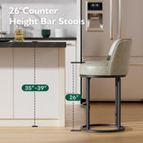 Ollega 26" Grey Counter Height Bar Stools Set of 6, Anti-Pinch Swivel