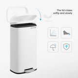 Trash Can with Lid, 8 Gallon Garbage Can, Stainless Steel Small Waste Bin with Step Pedal