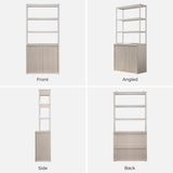 Book Shelf Fluted Bookshelf 71" Tall Bookcase with Doors Storage 5 Tier Mid Century Modern Bookshelves Large Shelves