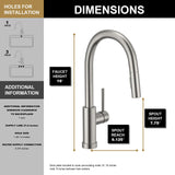 Lava Odoro Brushed Nickel Kitchen Faucet with Pull Down Sprayer, Modern Kitchen Sink Faucet Single Hole Faucet for Kitchen Sink with 2-Function Spray Head, KF1120-BN