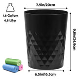 Bathroom Trash Can, 3 Pack 1.8 Gallons Small Trash Can with Trash Bags (Black) YGJT