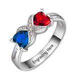 Oseew Mothers rings with 2 birthstones 10k gold mothers ring 2 birthstones real white gold personalized mothers ring 10k gold Mother daughter Ring 10k Gold