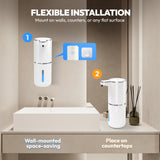 MTYGK 2 Pack Automatic Soap Dispenser Touchless,Liquid Hand Soap Dispenser 12.8oz Electric Wall Mounted Smart for Bathroom and Kitchen Dish Soap，Easy for Toddlers(White)