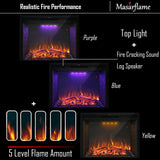 Masarflame 36'' Electric Fireplace Insert, Retro Recessed Fireplace Heater with Fire Cracking Sound, Remote Control & Timer, 750/1500W, Black