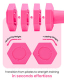 Adjustable Dumbbells Set, 4 in 1 Hand Weights Set for Women Men 10 LB Dumbbell Pair Each 2lbs 3lbs 4lbs 5lbs Weights Dumbbells Set with TPU Soft Rubber Handle for Home Gym Exercise Fitness - Rose