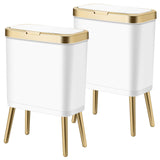 Procade 2Pack White and Gold Trash Can with Lid,4 Gallon Bathroom Trash Bin