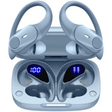 Active Noise Cancelling Ear Buds Wireless Bluetooth Headphones 80H Playtime Display Charging Case 50dB ANC Over Earhooks Earbuds with Hi-Res Sound Clear Calls for Sport Running Gym Workout Sierra Blue