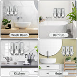 No-Drill 3 Pack 500ml Wall Mounted Soap Dispenser for Bathroom and Kitchen, Shampoo and Conditioner Dispenser Drill Free with Adhesive(Square-Silve)