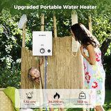CAMPLUX Propane Portable Water Heater 1.32 GPM 34,000 BTU, First F5 Pro, with 1.2 GPM Pump Kit for RVs, Campings & Cabins, Ultra Portable Design, Easy Setup