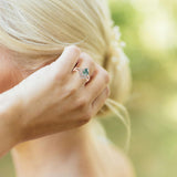 Oseew Customized Moss Agate Ring set Engraving Text Moss Agate promise Ring Set 14k gold Teardrop Moss Agate Stone
