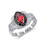 Oseew 2027 High School Senior Class Ring for Women (White Gold)