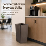 Getzi 5 Pack Brown 50 Gallon Square Commercial Trash Can, Heavy Duty Resin Waste Bin