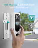 Doorbell Camera Wireless, Video Doorbell Wireless with Chime, 2 Way Audio, Voice Changer, 30s Voice Message, White ZUMIMALL