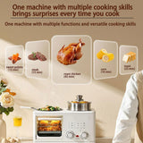 GHRERTX Electric Breakfast Machine,4-in-1 Breakfast Maker Station with 8L Oven, Frying Pan and Steamer, 0-60Min Timer Knob, S-Type Double Heating Tube, 1200W Breakfast Egg Sandwich Maker for Home