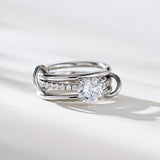 JINEAR Stackable Rings for Women Non Tarnish Sterling Silver Interlocking Ring Set Cubic Zirconia Statement Bands Interlocked Stacking Multi-Link Connected Rings Jewelry