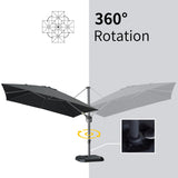 PURPLE LEAF Patio Cantilever Umbrella 10' x 13' Large Space for Pool Black