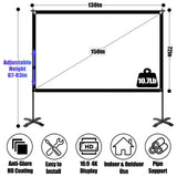 XIAOHUI Outdoor 150inch Projector Screen with Stand, Portable Projector Screen with Carry Bag Windproof Fixing Rope, Indoor 4K HD Movie Projection Screen for Room Outside Home Theater Backyard, 16:9