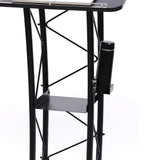 Curved Podium Stand 120cm/47in Height, Metal Black Pulpit Lectern Countertop Size 60x40cm with Baffle & Cup Holder