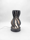 MAKER 3D Twist Spiral Table Lamp in Dark Grey - Handmade 3D Printed Shadow Projection Night Light, Dimmable USB LED Bedside Accent Lamp for Bedroom, Nursery and Office Desk Decor