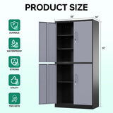 Letaya Metal Storage Cabinets with Lock Door and Shelves, Steel Garage Tool Cabinets for Home,Office, Warehouse,Lockers(71"-Black Gray)