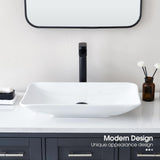 NOHALIPY 24*15 Inch Glossy White Modern Art Countertop Bathroom Vessel Sink, Decorative-Functional Ceramics Rectangle Vessel Sinks, Elegant Above Counter Large Washbasin Bowl for Bathroom Vanity, RVs