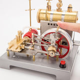 MechPuConToy Steam Engine Model That Works with Generator and Street Lamp Kit, SE-02 Full Metal Reversible Horizontal Stationary Steam Engine Model Kit with Centrifugal Regulator (100PCS)