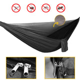 YCD Oversized rain Rope tarp and Camping Hammock with Mosquito net, Portable Single Double Hammock with Tree Strap Hammock Set for Camping, Backpacking hikes, Outdoor Backyard（Black）