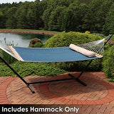 Sunnydaze Double Quilted Polyester Hammock with Detachable Pillow - 440-Pound Capacity - Tidal Wave
