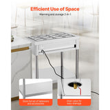 Happybuy 6-Pan Commercial Food Warmer, 1500W Electric Steam Table with Undershelf, Stainless Steel Buffet Server for Restaurants, Parties, and Hotels