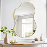 WallBeyond Gold Asymmetrical Mirror, Modern Irregular Wall Mirror with Aluminum Frame for Bedroom, Bathroom, Living Room, and Entryway 36" H x 24" W (Gold)